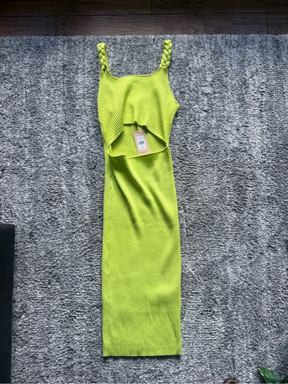 Fashion to Figure Neon Lime Braided-Strap Cutout Maxi Dress